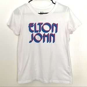 Elton John White Graphic T-shirt Size S